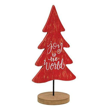 Joy To The World Wood Tree Cutout Sitter - The Fox Decor